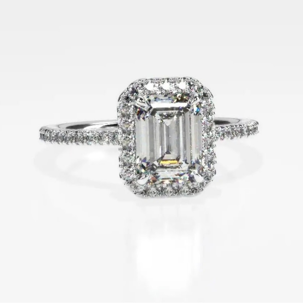 Brilliant Earth 18k White Gold Luxe Ballad Halo Lab Diamond Ring